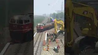 High-Speed Train Passes in Heavy Rain as Train Switches Tracks #train #railtrack #railroad #railway