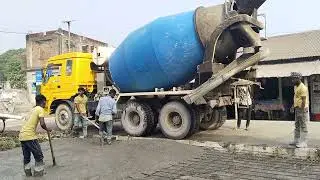 amazing village old road cutting and new road making in mixing concrete mixermachine|Alom dreams|07