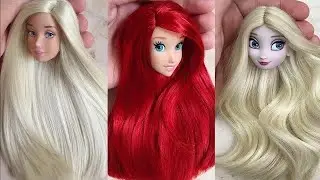 Disney Princess Doll Makeover ~ DIY Miniature Ideas for Barbie - Wig, Dress, Faceup, andMore! DIY