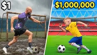 £1 Vs £1,000,000 Football Pitch!