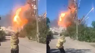 Russian troops filmed the Spectacular explosion their ammunition depot in the Donetsk region.