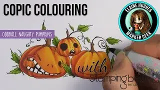 Copic Colouring Stamping Bella 2018: Oddball Naughty Pumpkins rubber stamp set