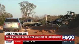 Investigators search pond for missing Theodore family
