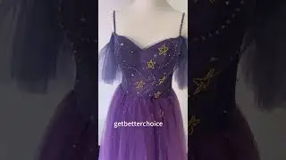 ✨Purple Prom Dress with Gold Stars & Tulle Sleeves &ndash; Princess Vibes!#purplepromdress #eveningdress