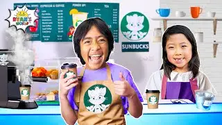 Ryan Opens COFFEE SHOP! Pretend Play Work at Coffee Shop