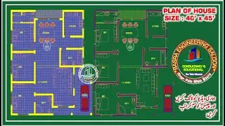 Plan of House  Size- 40' x 45'  || Auto Cad @ Engr. F A Basra