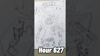 Hour 627 - form, technical skill #art #drawing #shorts #10000hrs #learning #timelapse #architecture