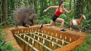 Tense Survival Moment &ndash; A Dangerous Porcupine Caught in a Primitive Trap