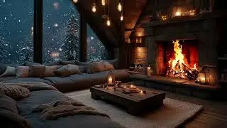 Warm Fireplace Ambience ❄️ Soft Piano & Falling Snow | Sleep, Focus & Relaxing Music
