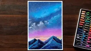 How To Draw Milky Way Galaxy and Mountains  | Soft Pastel Drawing For Beginners