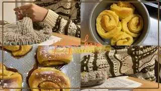 【秋の朝】パンプキンシナモンロールを焼きながら、編み物の話をする日。【こむぎといとのラジオ#02🧶】