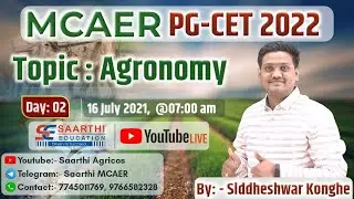 MCAER PG CET 2022  Day 2 (Topic -Agronomy )