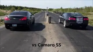 Infiniti G37X vs Camaro SS vs Focus RS vs SRT8 vs DSM 1/8th Drag Race