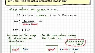 Finding the actual area on a map using map scales