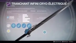 Destiny Loot Sword Arc Infinite Edge-Pr&eacute;sentation &Eacute;p&eacute;e Tranchant infini Cryo-Electrique