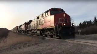 CN Train Spotting HD: CN 2575 2012 & 2171 Highballs Q111 West At Gainford AB 1/18 4/24/18