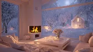 Peaceful Snowfall Winter Ambience with Soft Piano Lounge | Calm Music for Study & Focus
