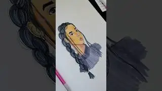 Braided hair practice! #artshorts #ohuhu #ohuhumarkers #sketchart