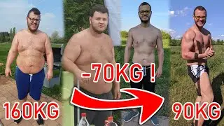MA TRANSFORMATION PHYSIQUE DE 160KG~ A 90KG~ ! (-70KG~)