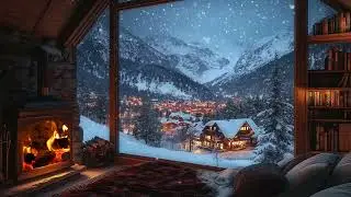 💭 Midnight Blizzard | Warm Cabin Shelter & Roaring Fire (3 Hours) | Study Work Stress Relief Sleep