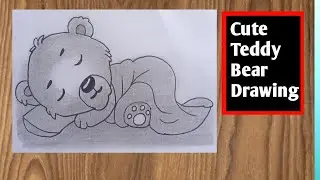 Teddy bear cartoon  best art ! Use pencil Drawing in paper