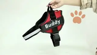 Dog comfortable harness with custom name velcro tag and reflective stripes for extra safety at night
