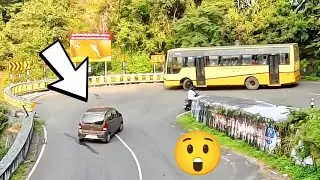 When car driver panicked in front of bus on hairpin ghat road. #hairpins #ghat 