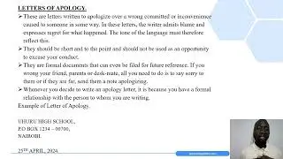 Writing a Letter of Request & a Letter of Apology Lesson 7 English - KCSE Lesson Notes & Videos