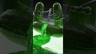 Asmar Lava Cucumber Duel 🥒🔥 | Glass Veggie Battle | Melting Lava Fight Scene #viral #asmr #shorts