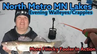 North Metro Minnesota Lakes | Evening Walleyes and Crappies Ice Fishing | Finicky Fooler in Action!