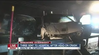 Three people sent to hospital after weather-related crash