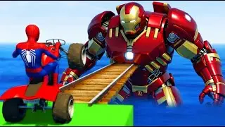 SPIDER-MAN 🔥 vs Ironman vs Hulk vs Batman | Motorcycle Stunts | Funny GTA 5 Superhero Race!