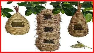 Hand Woven Teardrop Shaped Eco Friendly Birds Cages Nest Roosting,Grass Bird Hut,Hanging Bird House