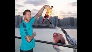 The best Sergio Ramos Photoshops : He feeds Pique to a shark