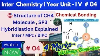 Chemistry I Year I UNIT - IV #04 Structure of Methane  SP3 Hybrid I Chemical Bonding VedaChemistry I