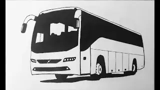 Easy drawing Volvo bus with watercolour step by step | Easy Volvo bus drawing
