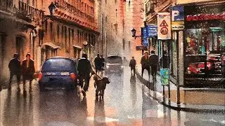 Misty Streets, Quiet Souls | Realistic Urban Watercolor Painting Tutorial. 