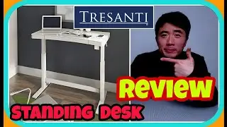 Review Tresanti Costco Adjustable Height Standing Desk Fast Wireless Qi USB 2.4amps Glass Top 4k