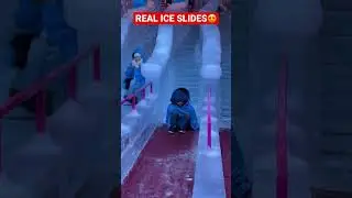 REAL ICE SLIDES #shorts  #viral  #winterwonderland  #ice  #slides