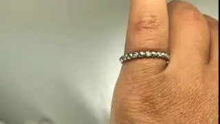 Beaded diamond wedding band anniversary stacking ring in palladium