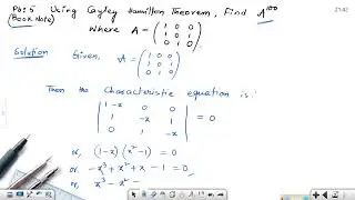 USE CAYLEY HAMILTON THEOREM FIND A100 | 4TH SEM MATH PASS CALCUTTA UNIVERSITY