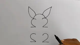Rabbit Drawing easy | How to draw with 2222 number | Rabbit drawing simple