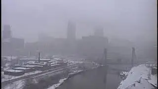 Cleveland Skyline in the snow.
