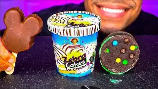 Disney Mickey Mouse Little Debbie Zebra Cakes Oreo Mint Ice Cream Bar Sandwich ASMR No Talking