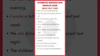 10 Affirmative Sentences with Irregular Verbs | Simple Past Tense Examples