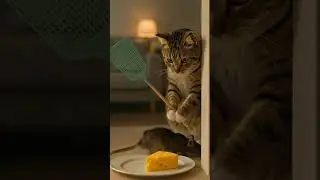 This Cat Came Prepared! Fly Swatter vs. Cheese Thief Mouse #cat #funnyshorts #funny