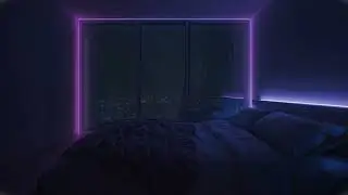 Cozy Neon Rain Bedroom 🌧️ Night Window Ambience | Sleep Fast, Relax, Calm (4K)