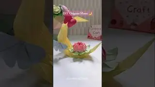 DIY Origami Moon with Lotus Flower | Unique Paper Decoration#OrigamiMoon #PaperCrafts #DIYDecor