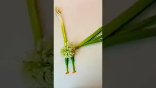 Make a funny green Onion Bird / Easy food craft #shorts #craft #art #foodie #onion #birds #fun