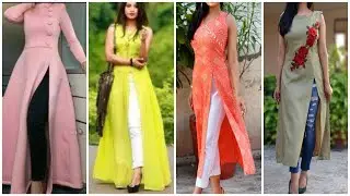 Latest & Top Kurtis Open Side & Front Slit Gown Kurtis With Jeans & Plazzo